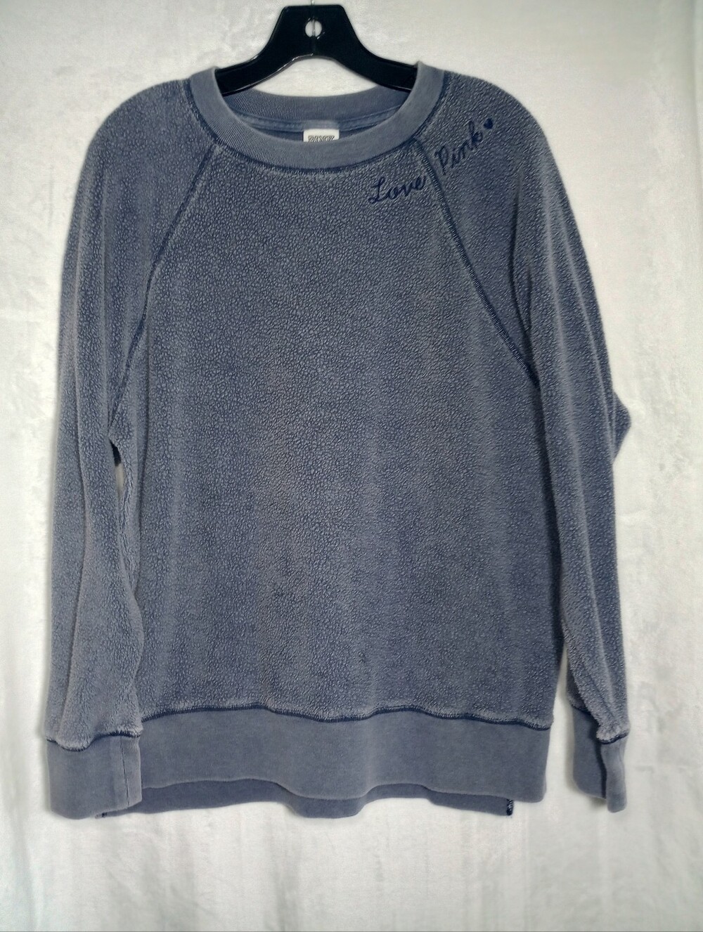 VS PINK Victoria's Secret Fleece Crewneck Raglan Inside Out Oversized Sweatshirt